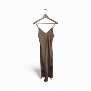 Wilfred Free Aritzia Taupe Satin Spaghetti Strap Maxi (xs)